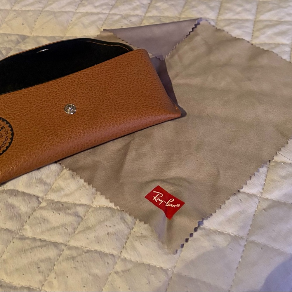 Ray-Ban Tan Glasses Case with Cleaning Cloth